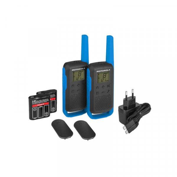 Motorola T62 kék rádió 2db PMR rádió 10km újratölthető akkumulátorral
Motorola Talkabout T62 walkie talkie adó-vevő