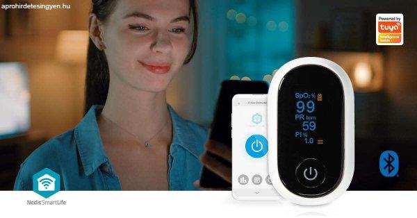 NEDIS SmartLife Pulzoksziméter Bluetooth OLED Kijelző Tuya app-pal, okos
véroxigén mérő, pulzoximeter, Auditív riasztás Mozgásgátló
interferencia Nagy pontosságú érzékelő Oxigéntelítettség (SpO2)
Perfúziós index Pulzusszám BTHOX10WT