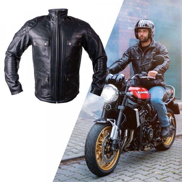 Bőr motoros kabát W-TEC Valebravo M fekete