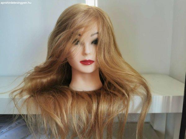 Fodrász gyakorló tanuló modellező 100% humán világosbarna babafej -50 cm
haj 