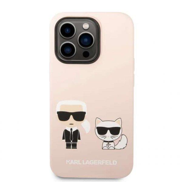 Karl Lagerfeld és Choupette folyékony szilikon hátlap iPhone 14 Pro
rózsaszínhez