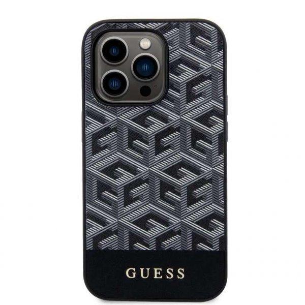 Guess PU G Cube MagSafe kompatibilis hátsó borító iPhone 13 Pro-hoz Fekete
tok
