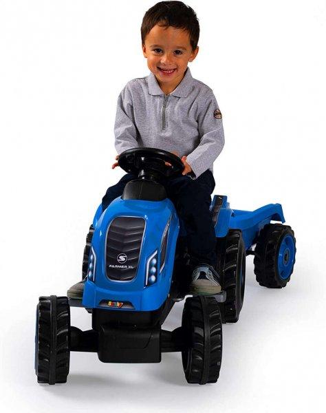 Smoby Farmer XL pedálos traktor utánfutóval - kék