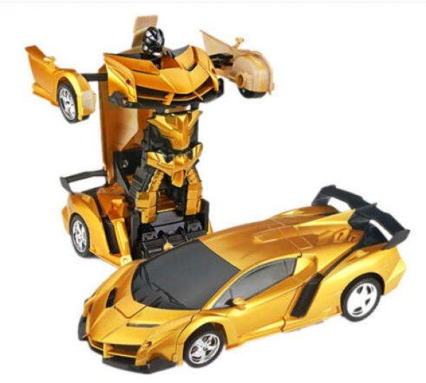 Távirányítós autó, játékautó, robottá alakítható autó - Arany