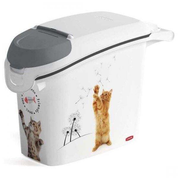 Strend Pro Takarmánytároló edény, állatoknak, macska minta, műanyag, 15 L,
51x23x36 cm
