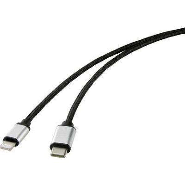 Renkforce USB kábel [1x USB 3.0 dugó, C típus - 1x Apple Dock dugó
Lightning] 1.00 m Fekete