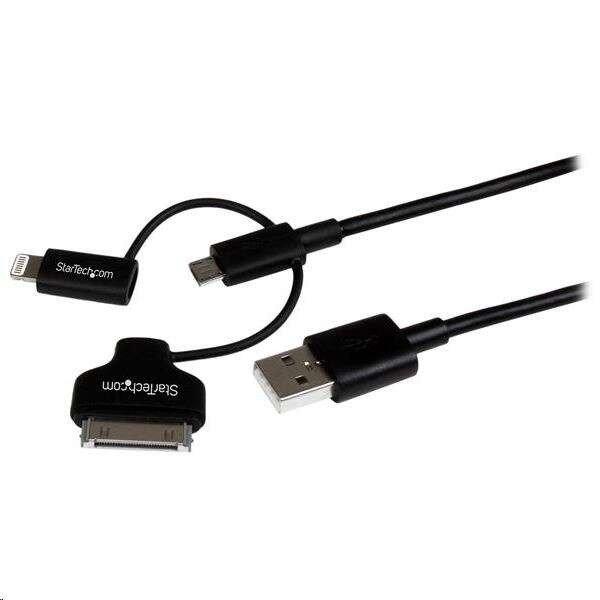 StarTech.com USB -> Apple Dock / Lightning / Micro USB kábel fekete 1m 
(LTADUB1MB)