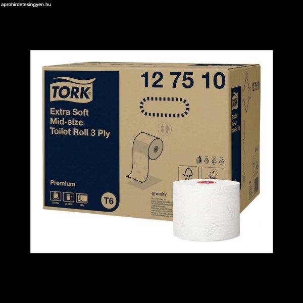 Toalettpapír 3 rétegű duplatekercses átmérő: 13,2 cm 70 m/tek 27
tekercs/karton Premium Mid-size T6 Tork_127510 fehér