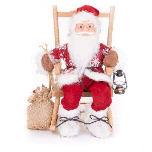 Karácsonyi dekoráció, Mikulás széken, piros, 46 cm