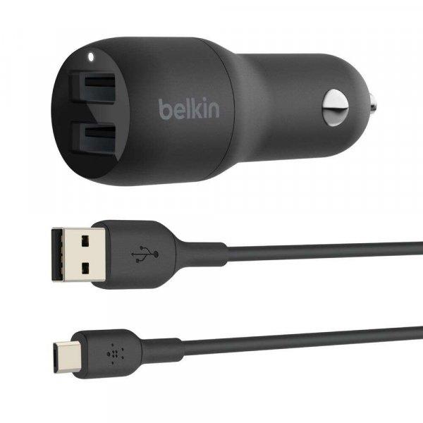 Belkin BOOST CHARGE 2xUSB-A autós töltő 24W + USB-A - Micro-USB kábel fekete
(CCE002BT1MBK)