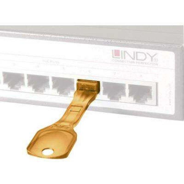 USB port blokkoló dugó, vakdugó, kiszedő szerszámmal, narancs, Lindy 40480