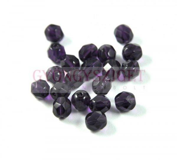 Cseh csiszolt golyó gyöngy - Dark Amethyst - 6mm