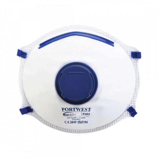 Portwest FFP2 szelepes Dolomit légzésvédő maszk (10 db) (fehér)