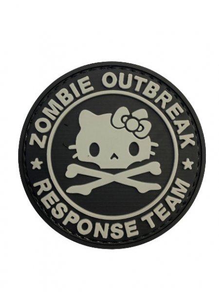 WARAGOD Zombie Outbreak Kitty PVC rátét, fekete-szürke