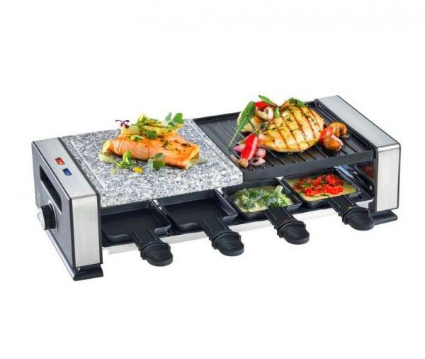 Simpex Basic SRGS 1200 félkőlapos 1200W elektromos 8 személyes raclette
grill, raklett grillsütő osztott sütőlappal
