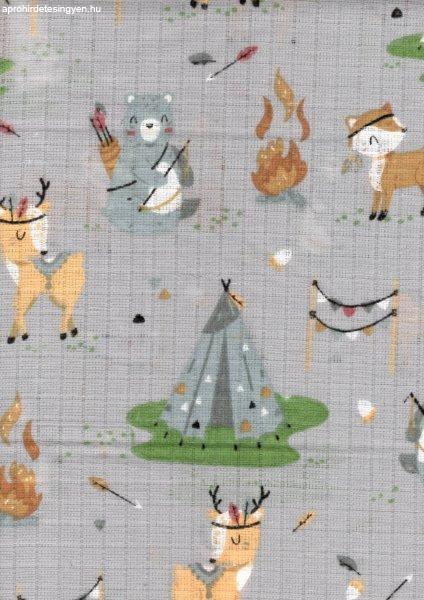 Mintás textil pelenka 1db-os - szürke Indián barátok
