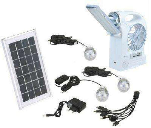 Többfunkciós SOLAR rádió, ventilátorral, lámpa funkcióval, USB kimenettel
és lámpákkal