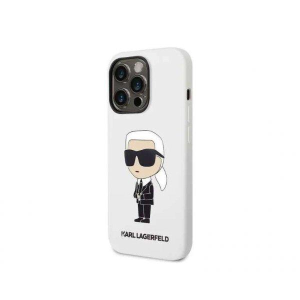 Eredeti iPhone 14 Pro Max Karl Lagerfeld Hardcase Silicone Ikonik
(KLHCP14XSNIKBCH) Fehér