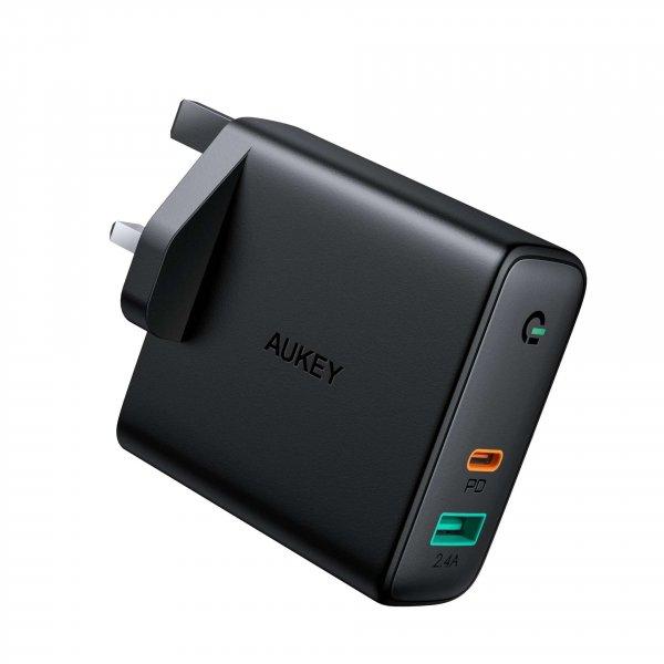 Aukey PA-D3 Hálózati USB-A + USB-C PD 3.0 töltő 60W Fekete