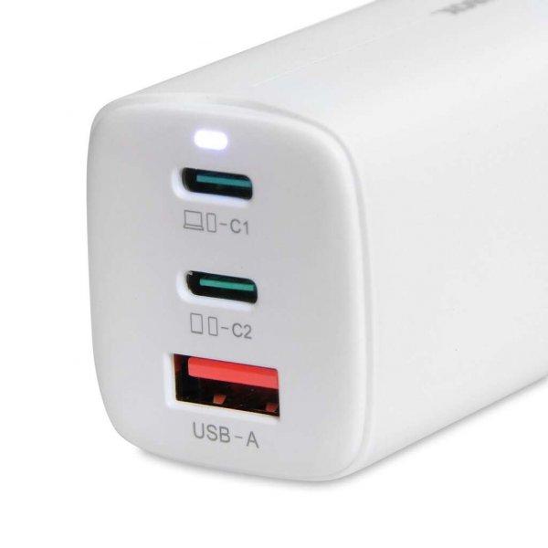iBox C-65 GaN 2X USB-C / USB-A Hálózati töltő - Fehér (65W)
