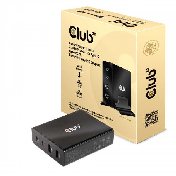 Club 3D Hálózati 2xUSB-A + 2xUSB-C töltő (112W)