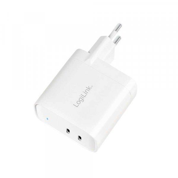 LogiLink PA0283 GaN 2x USB-C Hálózati töltő - Fehér (65W)