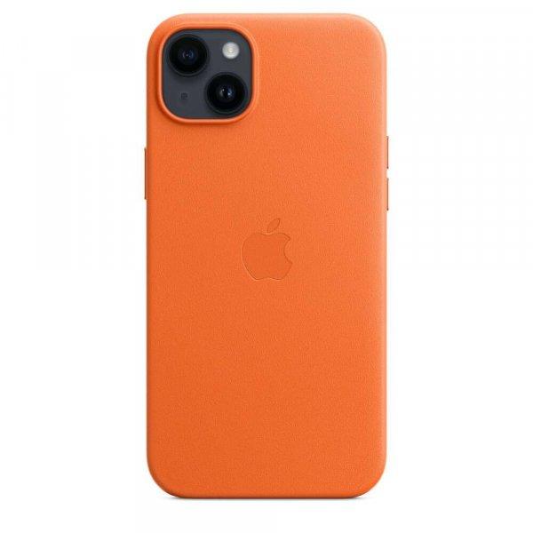 Apple MagSafe-rögzítésű iPhone 14 Plus Gyári Bőrtok - Narancs