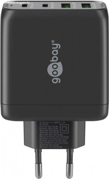 Goobay 64817 2x USB-A / 2x USB-C Hálózati töltő - Fekete (65W)