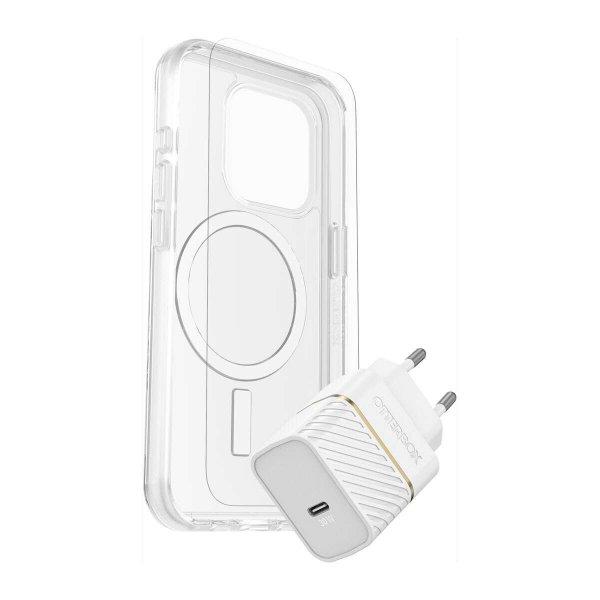 Otterbox Kit Apple iPhone 15 Pro (Symmetry Clear tok + Kijelzővédő üveg +
30W töltő)