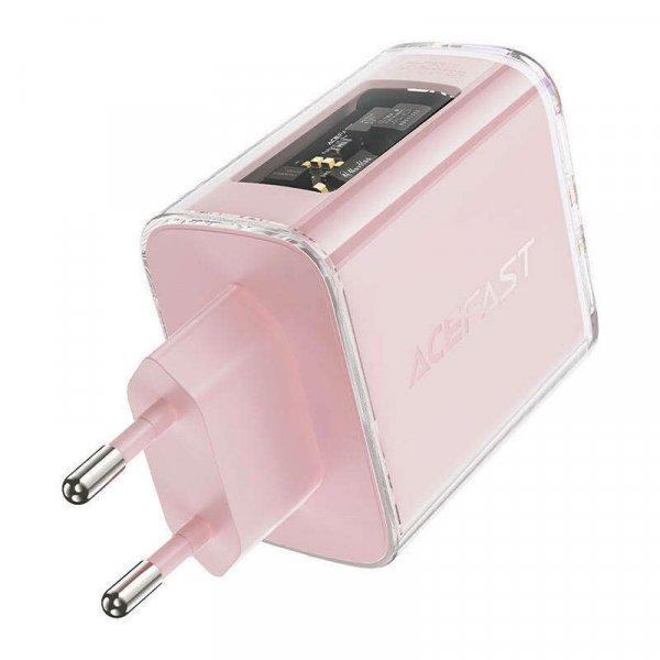 Fali töltő Acefast A45, 2x USB-C, 1xUSB-A, 65W PD (rózsaszín)