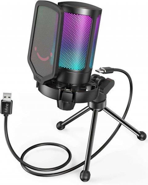Fifine AmpliGame A6V RGB Mikrofon - Fekete