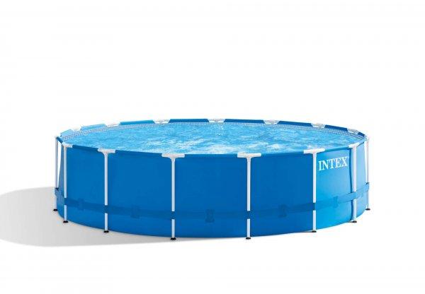Intex Metal Frame 457x122cm Fémvázas medence szett vízforgatóval, létrával
és medencetakaróval (28242NP) #kék