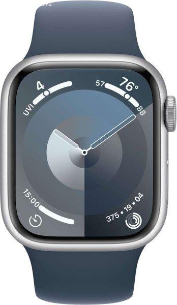 Apple Watch Series 9 GPS + Cellular (41mm) Okosóra - Ezüst Aluminium tok
Viharkék Sportszíjjal (M/L)