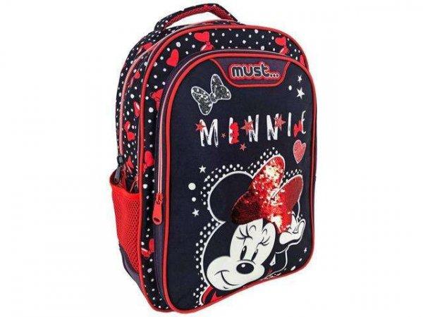 Must: Minnie egeres sötétkék-piros iskolatáska, hátizsák 32x18x43cm