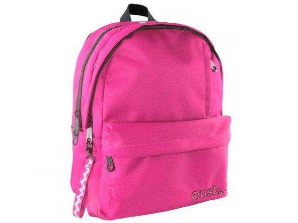 Must: Pink színű lekerekített négyrekeszes iskolatáska, hátizsák