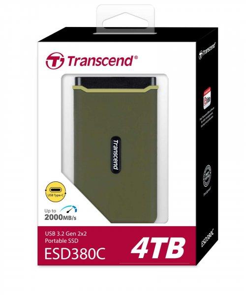 Transcend 4TB ESD380C USB 3.2 Gen 2 Type-C Külső SSD - Zöld