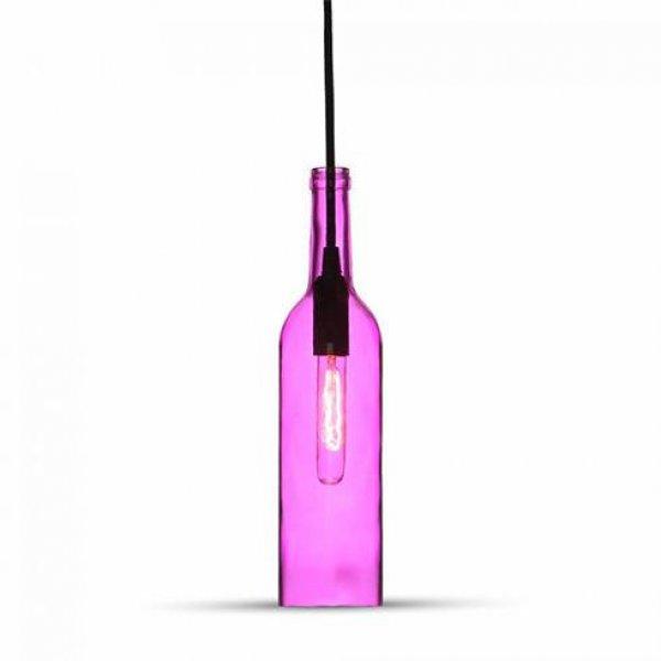 - Palack üveg csillár (E14) - pink színű bura