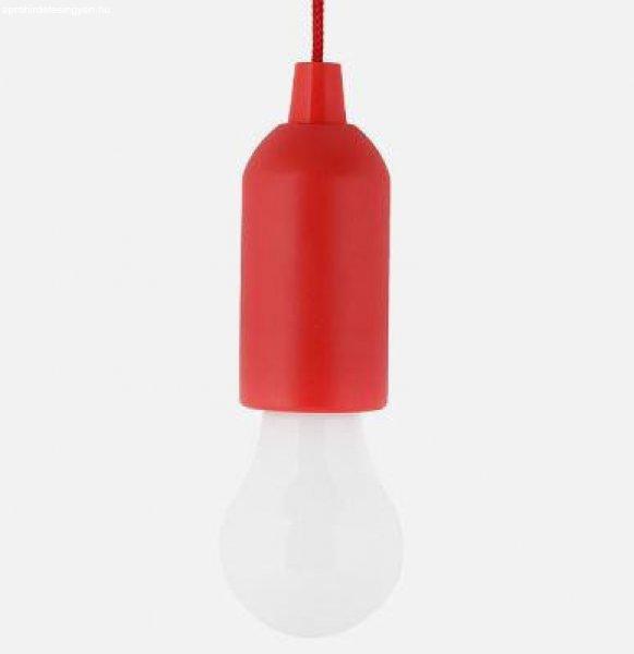 Elemes izzó alakú húzókapcsolós LED lámpa piros 1W