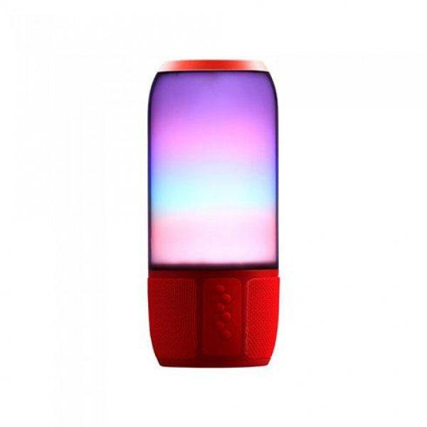 Bluetooth hangszóró, RGB, akkus USB asztali lámpa (2x3W) - piros