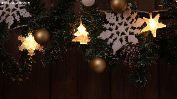 Karácsonyi LED fényfüzér dekoráció, elemes, 6+18h, 10LED, 3000K, 2xAA