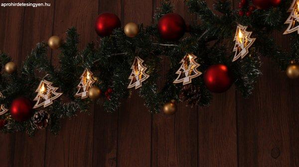 Karácsonyi LED fényfüzér dekoráció, fenyő, elemes, 6+18h, 10LED, 3000K,
2xAA