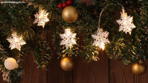 Karácsonyi LED fényfüzér dekoráció, hópehely, elemes, 6+18h, 10LED,
3000K, 2xAA
