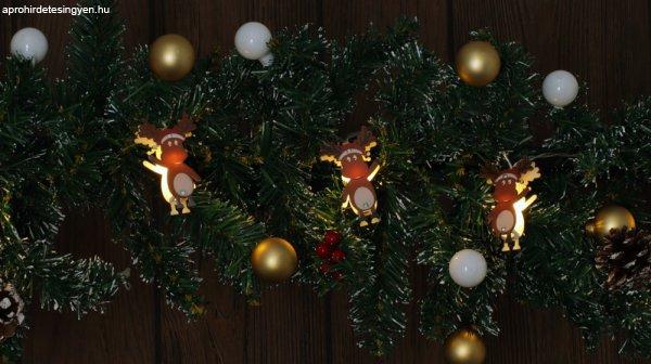 Karácsonyi LED fényfüzér dekoráció, szarvas, elemes, 6+18h, 10LED, 3000K,
2xAA