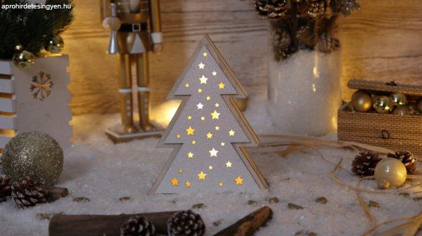 Karácsonyi LED fenyő, fa, 6+18h, 4LED, 3000K, 2xAAA