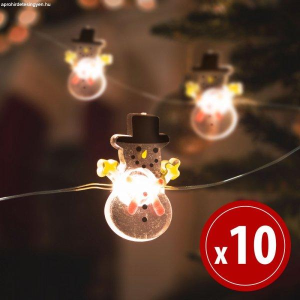 Karácsonyi LED fényfüzér hóember 1,2m 2xAA