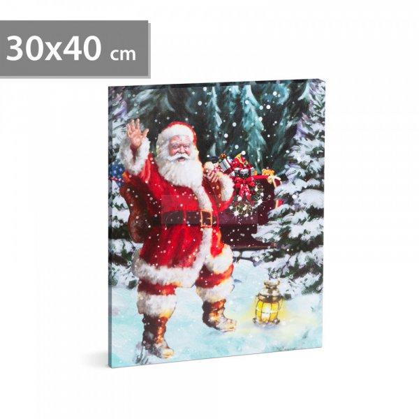 Karácsonyi LED-es hangulatkép - fali akasztóval, 2 x AA, 30 x 40 cm
