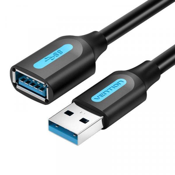 Szellőztetés USB-A-USB-A csatlakozókábel, fekete 3 m