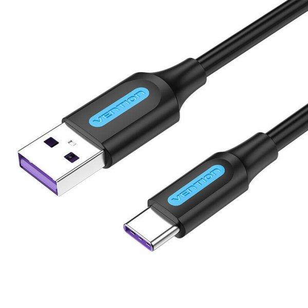 Szellőztetés CORBF USB 2.0-USB-C kábel (5 A, 1 m, fekete)