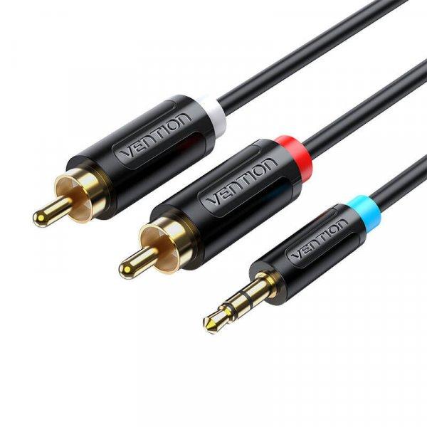 Audioadapter kábel 3,5 mm-es dugasz és 2x duga RCA 8 m szellőzővel BCLBK
fekete