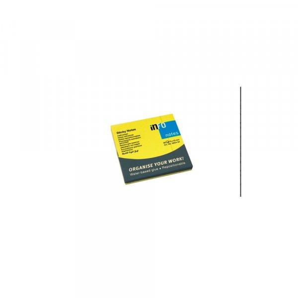 Jegyzettömb öntapadó, 75x75mm, 80lap, Info Notes brilliant sárga 2 db/csomag